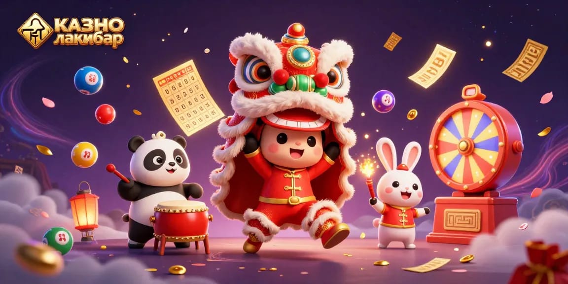 Win big with казино лакибир through vibrant lottery elements and a festive scene.