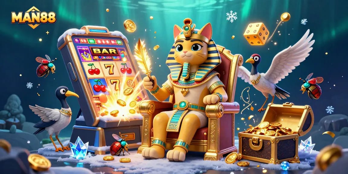 Experience thrilling moments with MAN88 as the Egyptian pharaoh cat reigns over a jackpot explosion!