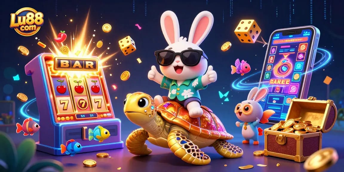 Experience exciting wins with Lu88 com in a vibrant casino scene featuring a lucky rabbit.