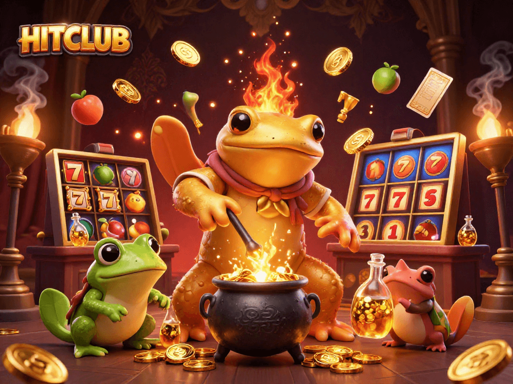 Experience thrill with HITCLUB as golden salamander alchemist creates treasure in a vibrant casino scene.