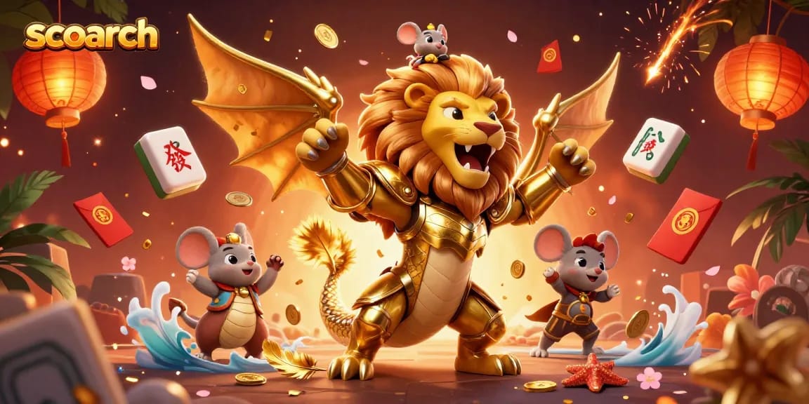 Experience the vibrant action of scoarch's gaming universe with whimsical chimera and dynamic casino elements.