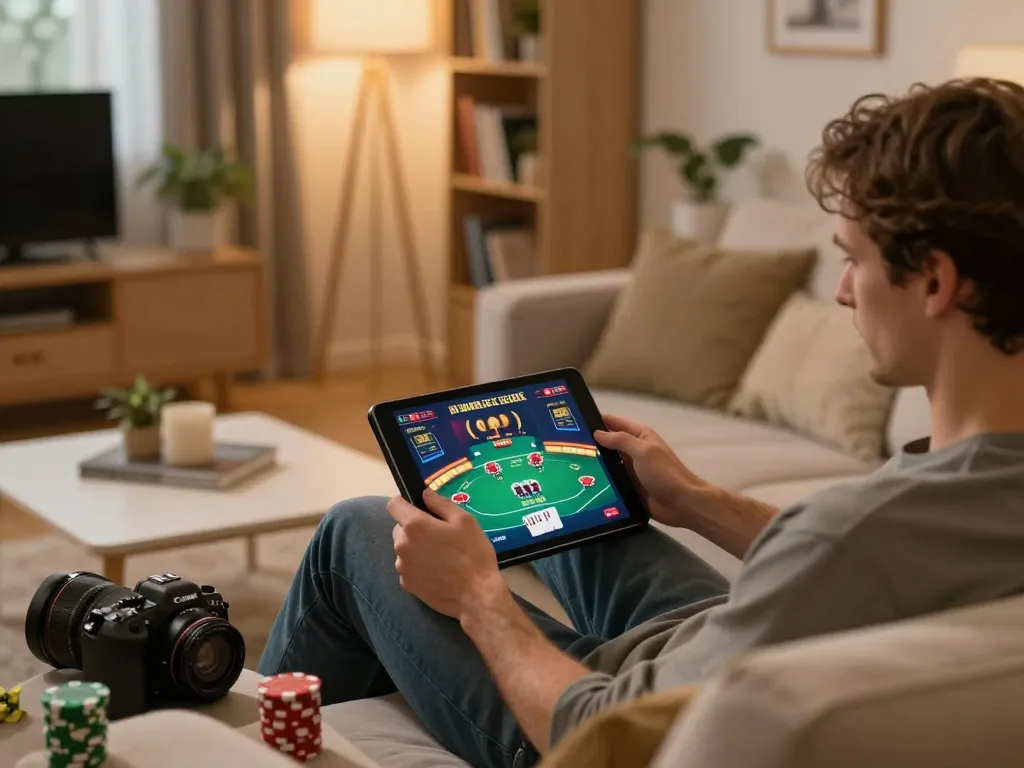 LUCKY88 mobile gaming setup where player engages with online casino, showcasing strategic gameplay.