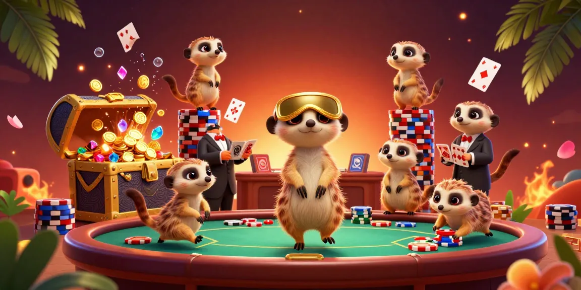 Meerkat casino scene with dynamic poker game elements showcasing kqbd bets