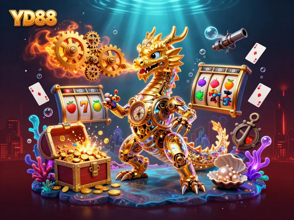 Experience the thrilling adventure of YD88 with golden dragon and casino elements