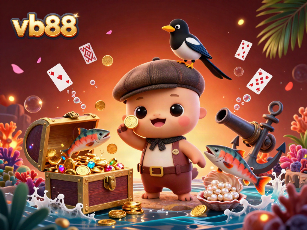 Experience exciting gameplay with vb88 through this vibrant underwater casino illustration featuring iconic characters.