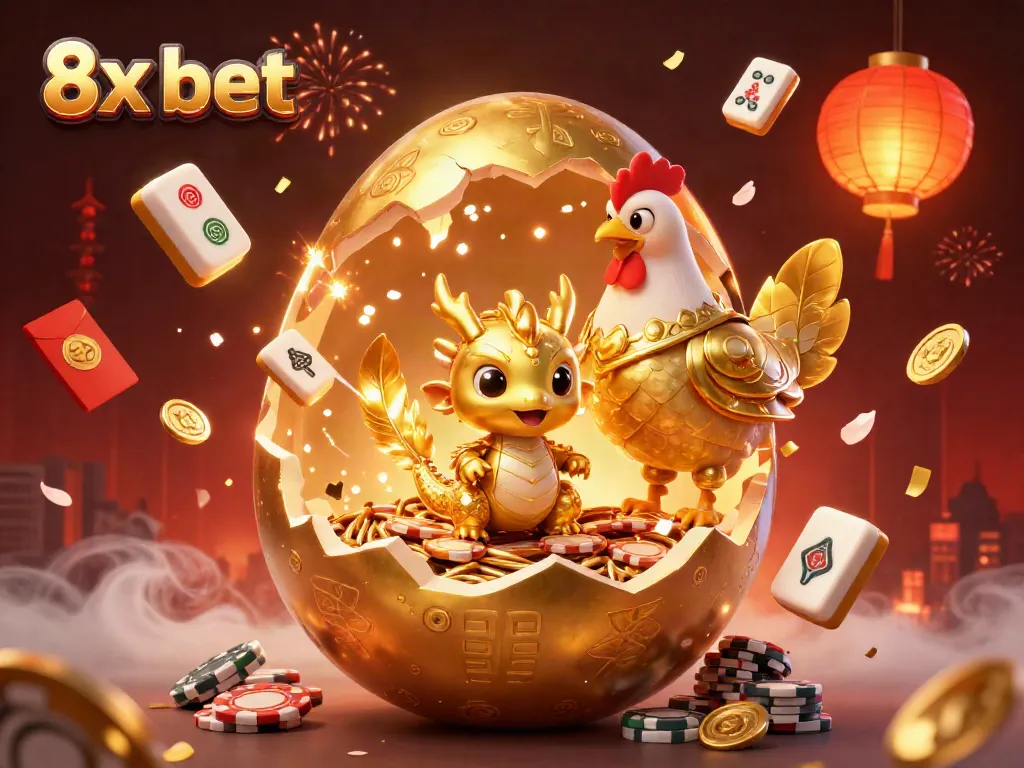 Experience epic winnings at 8x bet with a dazzling golden dragon amid vibrant casino elements.