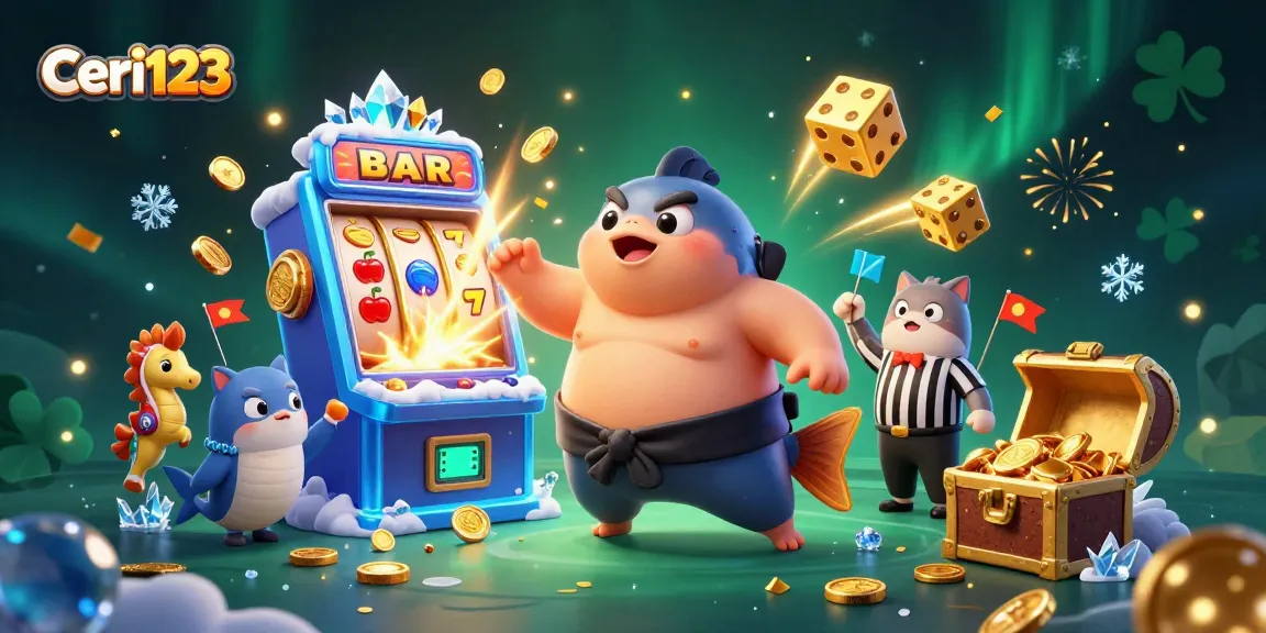 Ceri123 offers vibrant slot game excitement with a colorful jackpot burst in a dynamic underwater setting.