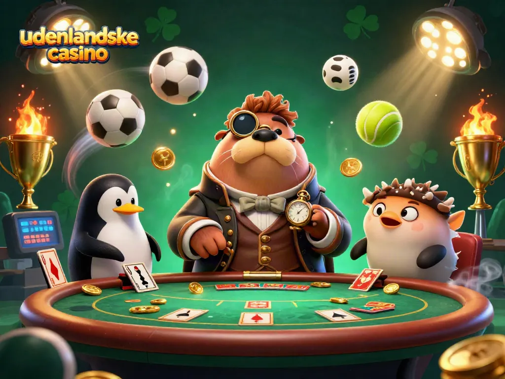 Play at udenlandske casino with a jolly walrus and friends in a vibrant underwater scene.