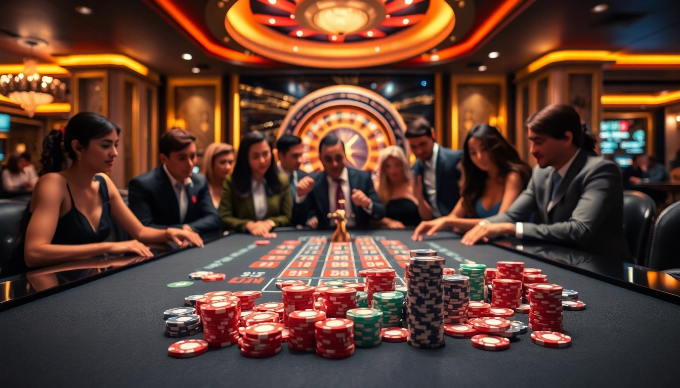 Experience the thrill of table games at SC88 with vibrant poker chips and a sleek casino backdrop.