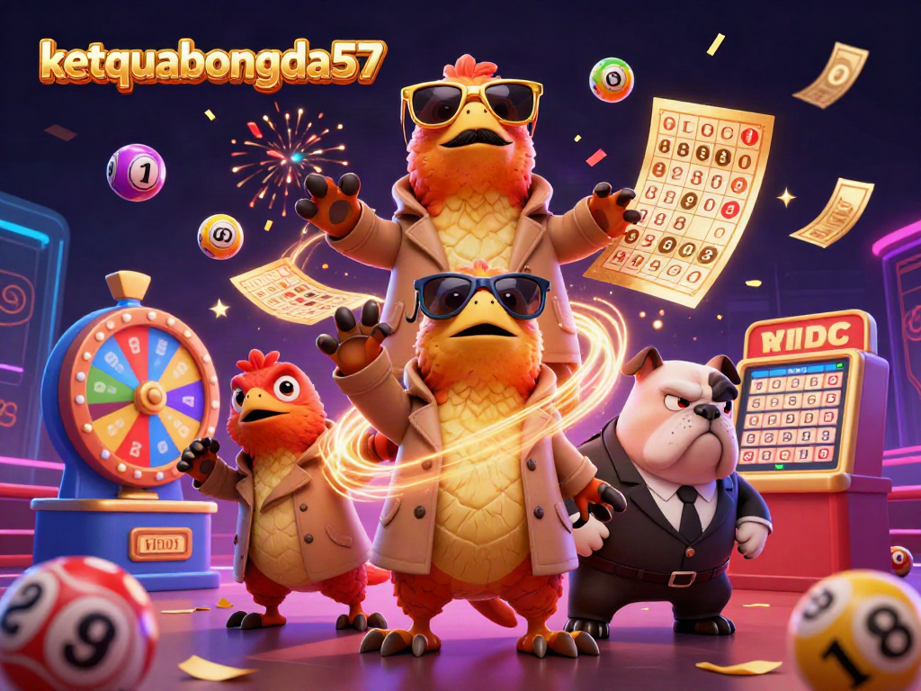 Experience casino excitement with ketquabongda57 as raptors sneak into a VIP lounge amidst lively lottery elements.