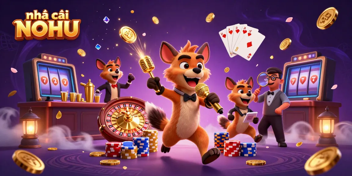 Enjoying a vibrant scene at nhà cái NOHU, featuring hyenas in a bustling casino club atmosphere.