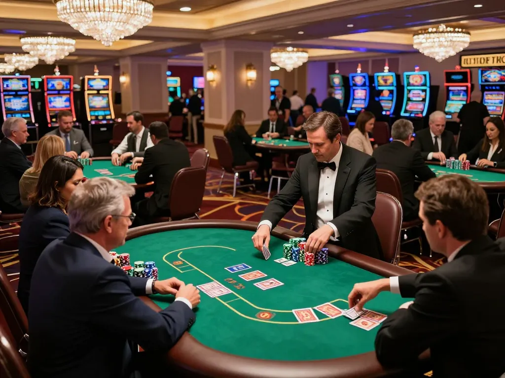 Players engaging in a Texas Hold'em game at sunwin's luxurious casino poker room, showcasing excitement and strategy.