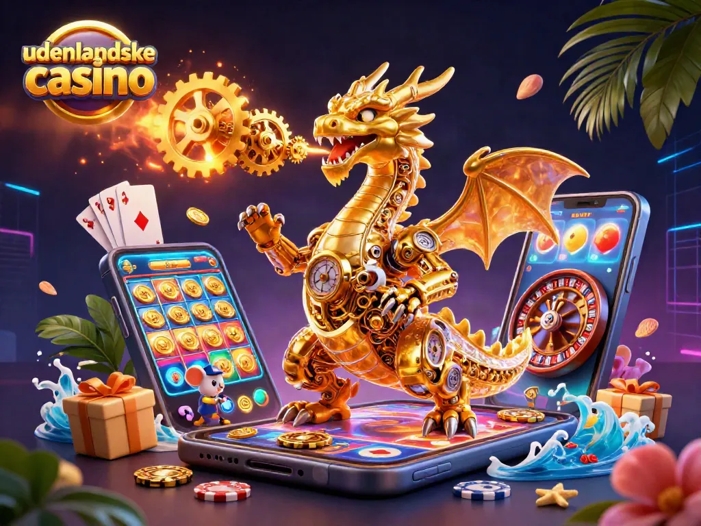 Experience the magic of udenlandske casino with a golden dragon and dynamic game elements.