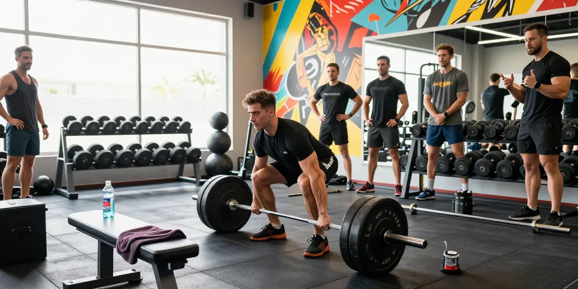 Bodybuilder lifting weights in gym, highlighting Steroide Boutique's role in quality supplement sourcing.