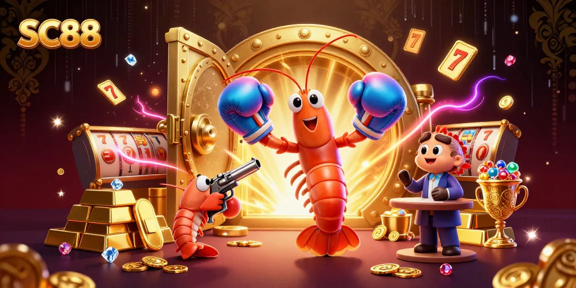 SC88 showcases a vibrant casino scene, featuring animated marine characters amidst golden treasures.