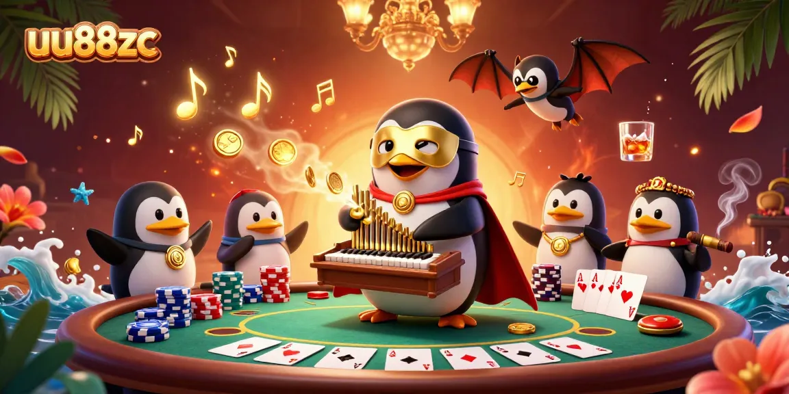 Experience thrilling gameplay at uu88zc with entertaining characters in a vibrant casino illustration.