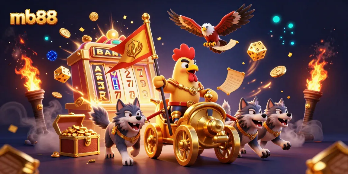 Spin and win big at mb88 with a thrilling 3D digital casino illustration showcasing epic games.