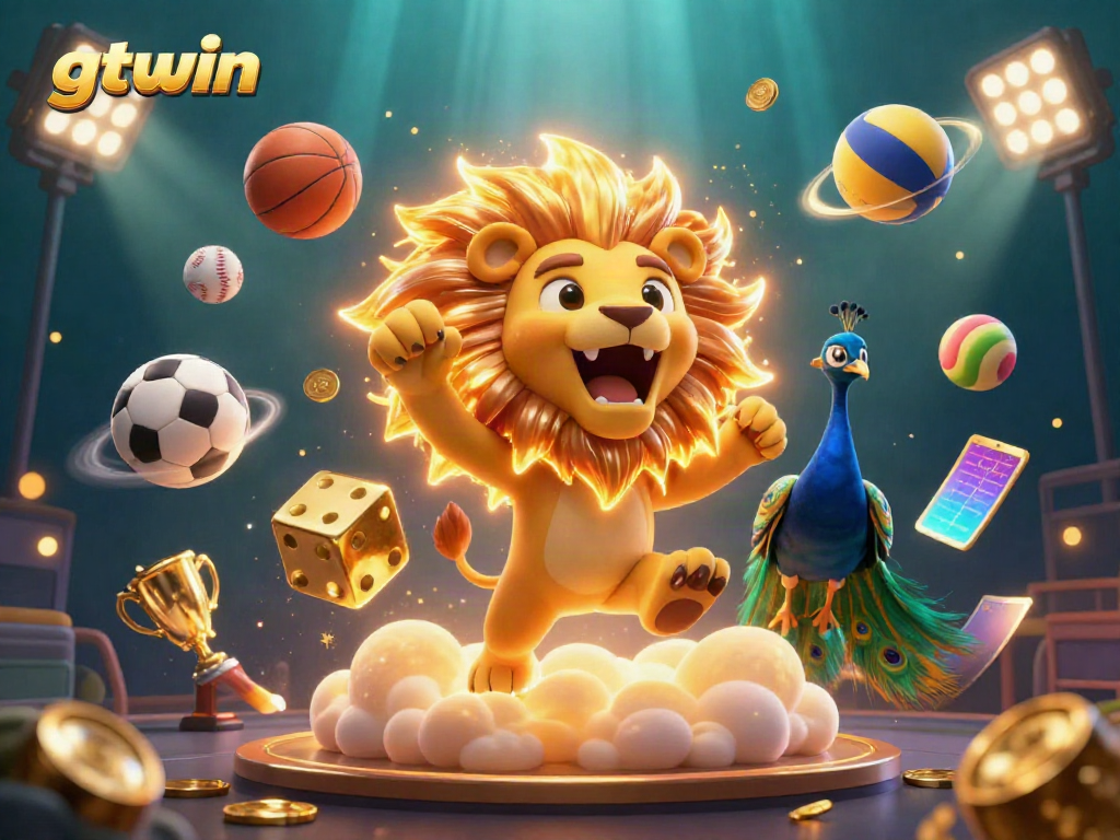Experience the exciting world of gtwin casino with animated characters, sports elements, and dynamic visuals.