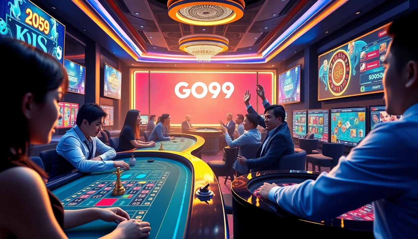 Exciting online gaming scene featuring GO99 with live casino games, professional dealers, and vibrant player engagement.