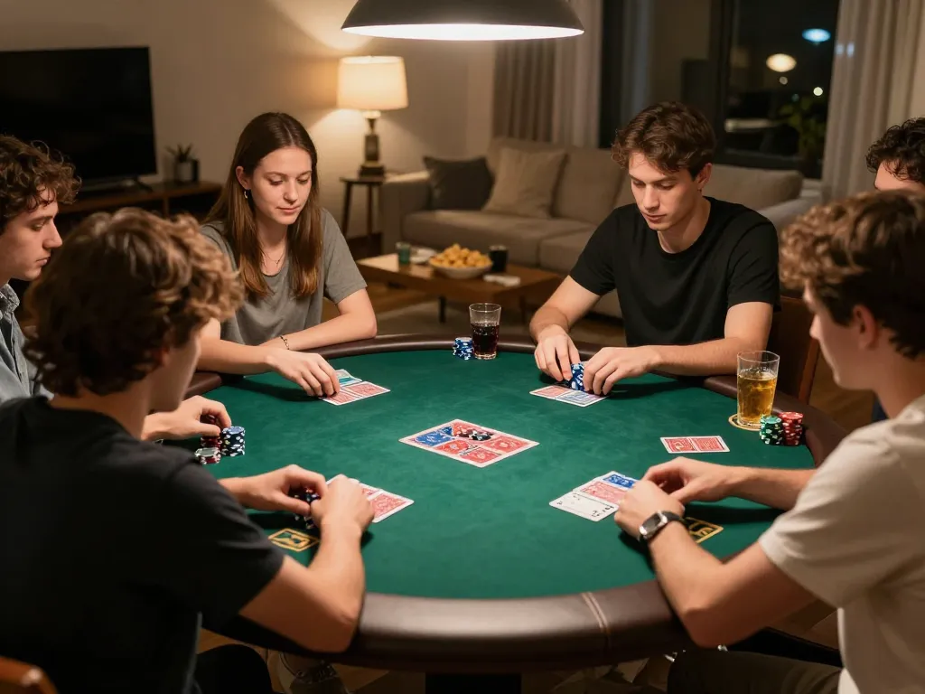 Players enjoying a vibrant poker game at home, Lode 88 showcased in a friendly atmosphere.