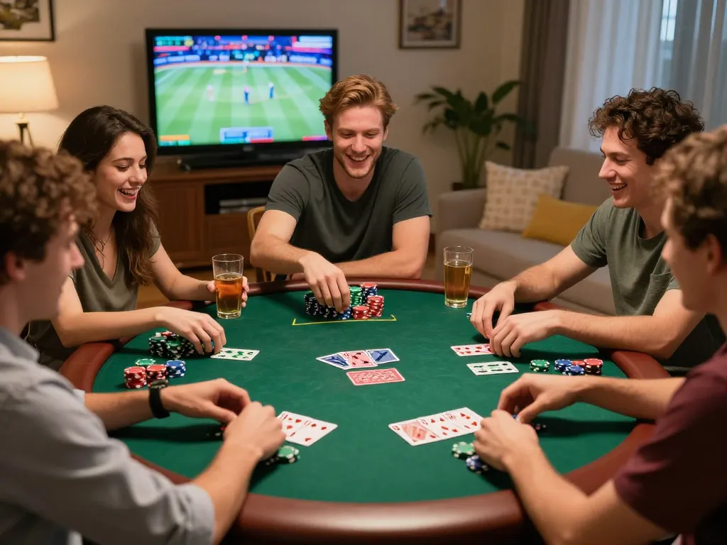 Friends enjoying a lively poker game at home, exploring strategical gameplay with vip79 at their fingertips.