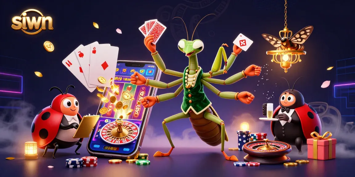 siwn showcases vibrant 3D casino scene with whimsical characters engaging players in exciting games