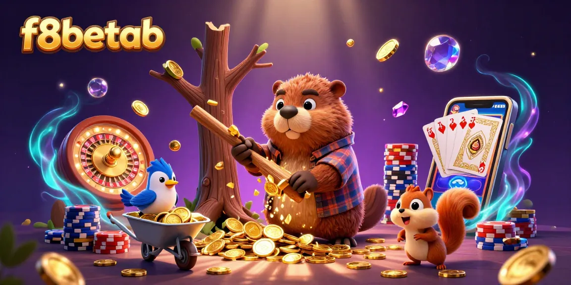 Play at f8betab, where gold coins rain from an innovative casino scene filled with excitement.